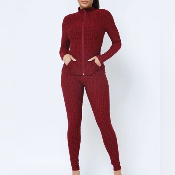 Burgundy Honeycomb two piece active set - Picture 1 of 15